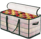 Christmas Ornament Storage Box 2-sided Dual-zipper 128 Ornaments  26x13   Green