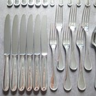 Christofle Perles 36pcs Silverplate Flatware Knife Fork Spoon Excellent