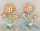 Lot Of 4 Vintage Flower   Bird Metal Wall Hooks Cottagecore  Shabby Chic