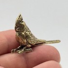 Bg1-vtg Style Brass Metal Cockatiel Miniature Parrot Bird Figurine Tea Petdecor