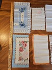 Vintage Lot Of 8 Cotton Sheer Linen Floral Hankies Handkerchiefs Womens  l4 