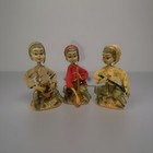 3 Vtg Tilso Pixie Elf Figurine Hong Kong Music Christmas Instrument 1960 Mcm