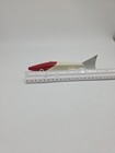 Vtg Wooden Fish Spearing Decoy     Hand Carved Red white Metal Tail Folk Art   