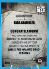 Topps Walking Dead Season 6 Alanna Masterson tara Autograph Card   50  