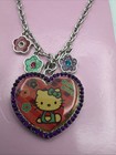 Hello Kitty Sanrio 2013 Heart Charm Necklace Rare Authentic New Pink Purple Cute