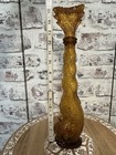Vintage Empoli Amber Glass Genie Bottle Decanter Dolphin Fish Mcm Italy 15 5   