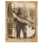 Vintage Sasquatch Bigfoot Photograph Art Print Muskie Fishing Hunting Cabin Gift