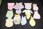 Lot Of 13 Vintage Baby Girl Clothing Various Size Dress Clown Floral Romper Cute
