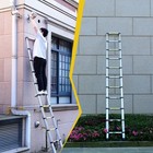 10 5 Ft  Aluminum Multi-purpose Folding Telescoping Extension Ladder With Hooks 