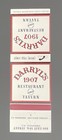 Darryl   s 1907 Restaurant Greenville North Carolina Vtg Matchbook Cover B-5922