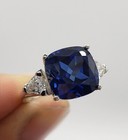 7 50 Ct Cushion Cut Natural Blue Sapphire Diamond Ring 14k White Gold Size 7