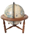 Vintage Rand Mcnally 12  Terrestrial Globe Full Meridian In A Wood Cradle Mount