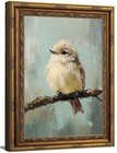Gold Framed Bird Canvas Wall Art Vintage Beige Sparrow 11l X 9w  Bird