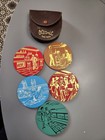 Vintage Set 5 Leather Coasters   Pouch From S s  Oceanic Cruise Ship
