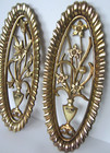 Vintage Syroco Gold Set Of 2 Mid Century Modern Mcm Oval Floral Wall Plaques