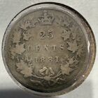 1881 25 Cents Canada Silver 25c Coin Queen Victoria Silver Quarter