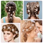 16pcs Flower Hair Clips  Crystal Rhinestone Petal Hair Clip Small Hair Beige