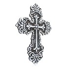 Rustic White Cast Iron Wall Cross Fleur De Lis Layered Floral Design 11 Inch