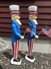 Blow Mold Nostalgic American Uncle Sam    With Flags Made In America Pair