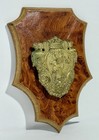 Vintage Gilt Heraldic Coat Of Arms - Family Crest - Wall Plaque - Faux Burlwood