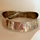 Unique Vintage 1980s Metal Silver Plate Brass Belt Artisan Made In India
