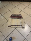 True Vintage 50s-60s Nordic 100  Wool Design Sweater With Buttons Size Small
