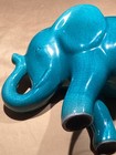 Elephant Figurine  Ceramic  Green blue  7  Tall  Decorative 