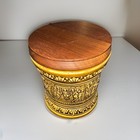 Vintage German Tobacco Jar 608 Dubloon Humidor Ceramic W Wood Lid