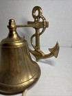 Nautical Vintage Brass Bell W  Wall Mount Ship Bell Nave Type Anchor Nice Patina