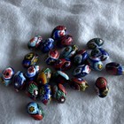 25 Vintage Italian Millefiore Lampwork Glass Oval Beads 12 8mm Glossy Finish  f 