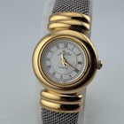 Vtg Pierre Jacquard Quartz Watch Women Dual Tone Japan Cuff Bangle New Battery