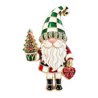 Santa Claus Brooch Pin Gold Rhinestone Christmas Holiday Statement Jewelry Gift