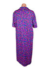 Vintage 60s 70s Kaftan Psychedelic Bow Dress Hippie Festival Kaftan Neon Floral