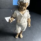 Vtg metal Boy Figurine Statue Child Sculpture Pewter Tone Mini Figure 5inch m22