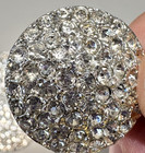 Vintage Shank Round Rhinestone Buttons 1 1 8   Silver Metal Coat crafts  Qty 4
