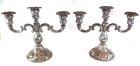 Vtg Pair 9  Silver Three-armed Candelabra  835