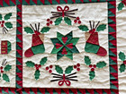 Christmas Sampler Quilt Lap Blanket Wall Hanging 34x34    Wamsutta 1980 s Finished