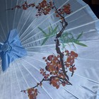 Chinese Bamboo Floral Umbrella  Wedding Dance Party Art Deco Painted -usa Seller