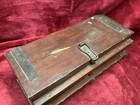 Vintage Wooden Chest Metal Strap Top Laboratory Apothecary Unique Side Rails