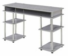 Gray Grey Wooden Student Desk Writing Table Laptop Computer Workstation Storage