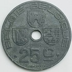 1943 Belgium 25 Centimes Km  132 Circulated Condition