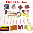 59 Pcs Kids Kitchen Play Set Pretend Cooking Toys Food Kit