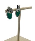 Vintage Sterling Silver 925 Native American Malachite Leaf Earrings