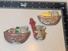 Albertas Ceramic Mold Mice Christmas Ornaments Vintage Lot Of 3 Hand Painted