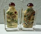 Set Of 6 Qingmingshanghetu Chinese Reverse Painted Glass Scent Bottles Set W Box