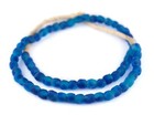 Aqua Swirl Recycled Glass Beads 9mm Ghana African Sea Glass Blue Round Handmade