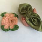 Two Vintage Roses For Embellishment Crafting Crochet Satin