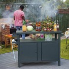 Pre-owned Domi Grill Carts W wheels metal Table   Storage Cabinet For Bbq gray 