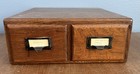 Vintage Oak Two Drawer Library Card File Cabinet Excellent Condition  b 