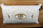 Rachel Zoe White Linen Gold Embroider All Seeing Eye Lumber Pillow New With Tags